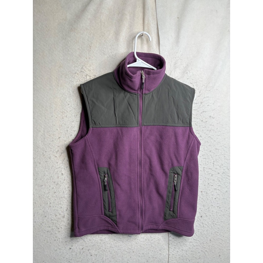 10,000 Above Sea Level Fleece Vest Purple Gray Full Zip Mock Neck Medium